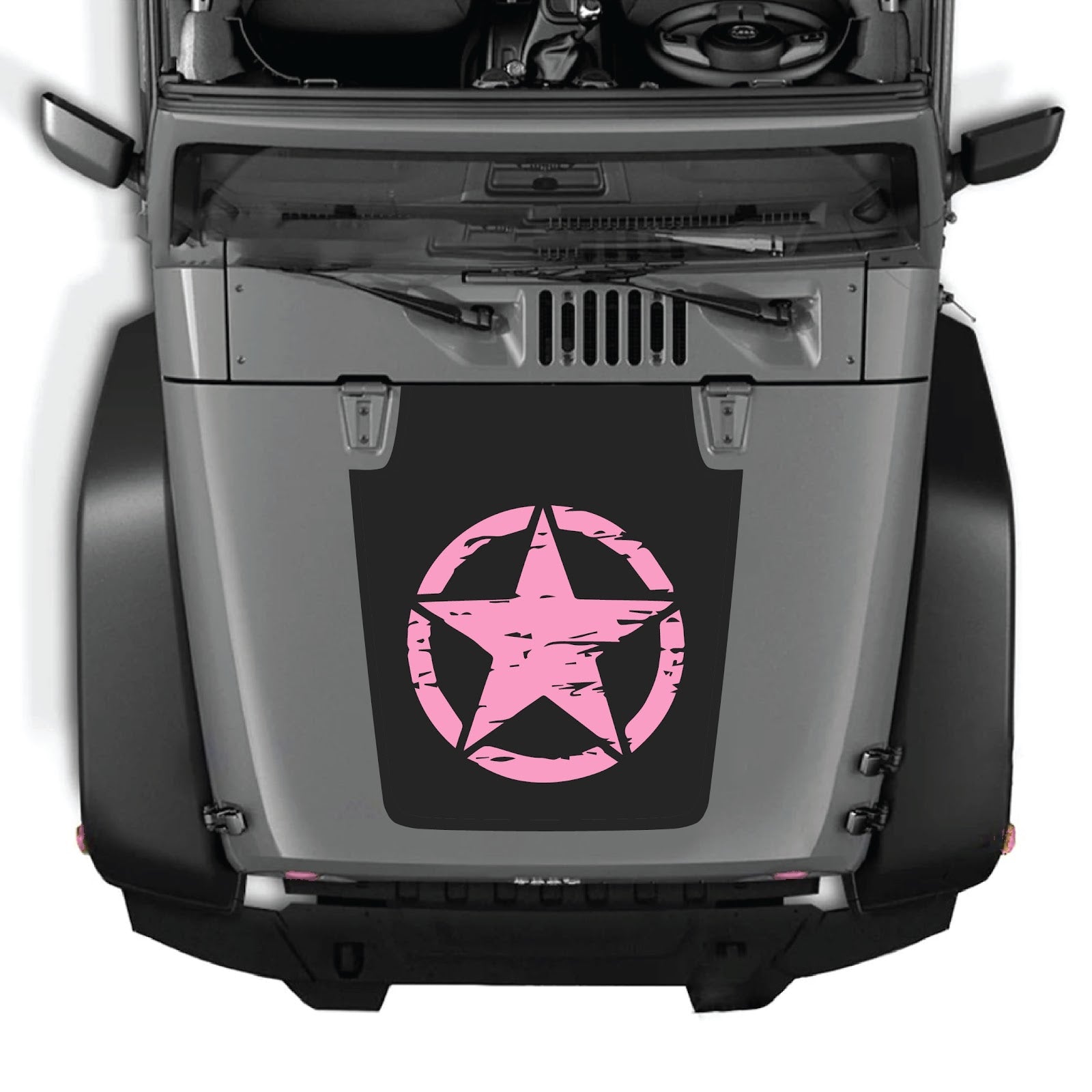 Jeep Wrangler JK/JKU hood decal in style #25 by CarCode, black and white graphic design on vehicle hood.