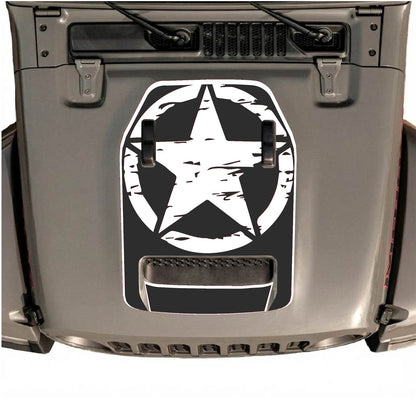 CarCode hood decal for Jeep Wrangler JL/JLU Rubicon 392 and JT Gladiator Mojave 2020-2026, stylish black graphic on hood.