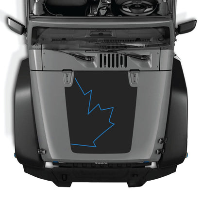 CarCode hood decal for Jeep Wrangler JK/JKU 2007-2018, Style #07, featuring a stylish black graphic on the hood of the vehicle.
