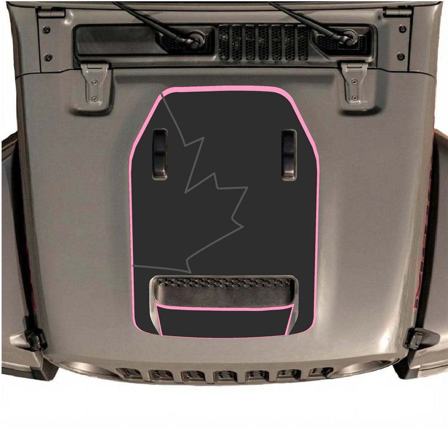 CarCode hood decal for Jeep Wrangler JL/JLU Rubicon 392 and JT Gladiator Mojave, style #82, featuring a bold graphic design.