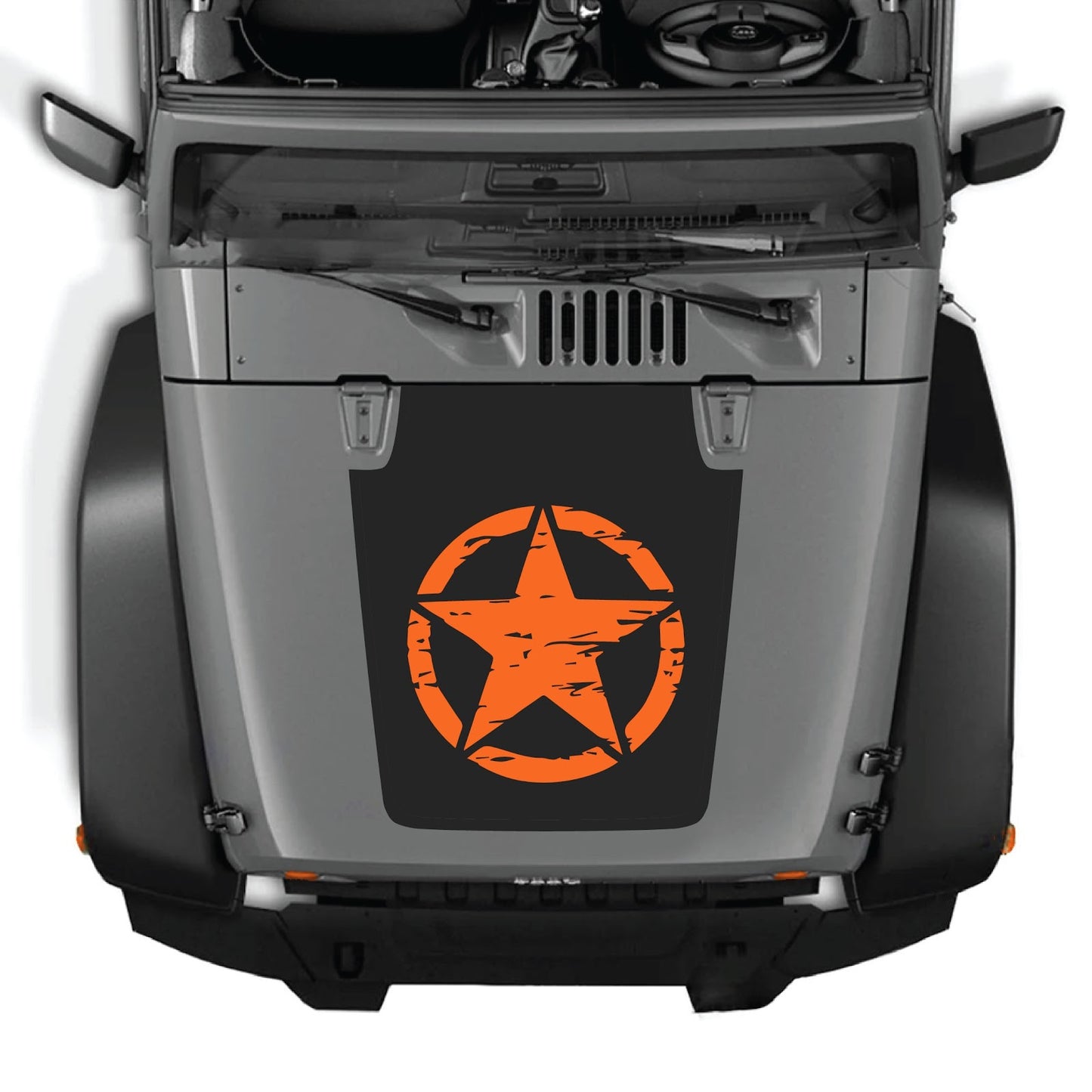 CarCode hood decal for Jeep Wrangler JK/JKU 2007-2018, style #25, featuring bold graphic design on the vehicle's hood.