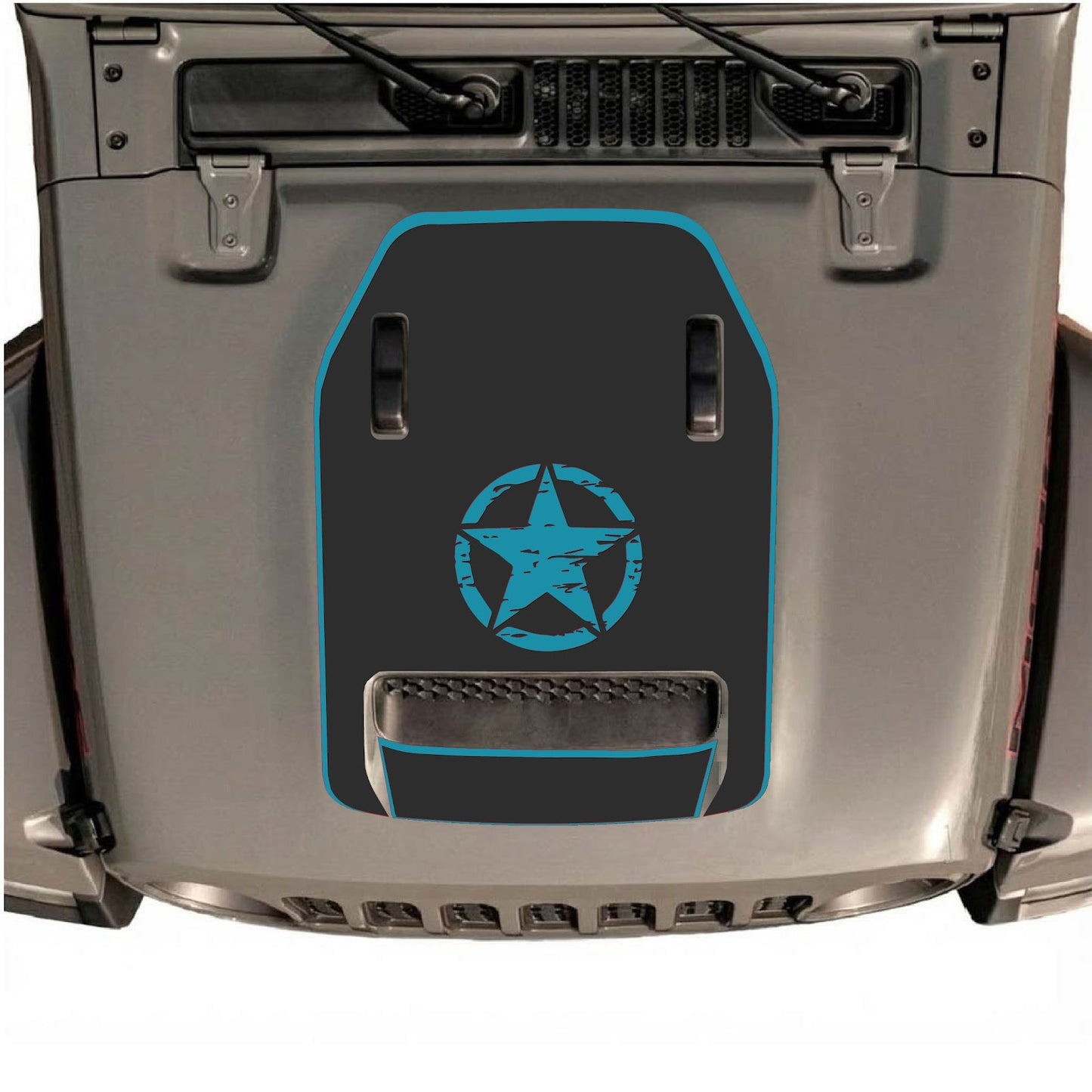 CarCode hood decal for Jeep Wrangler JL/JLU Rubicon 392 and JT Gladiator Mojave 2020-2026, stylish vehicle graphic.