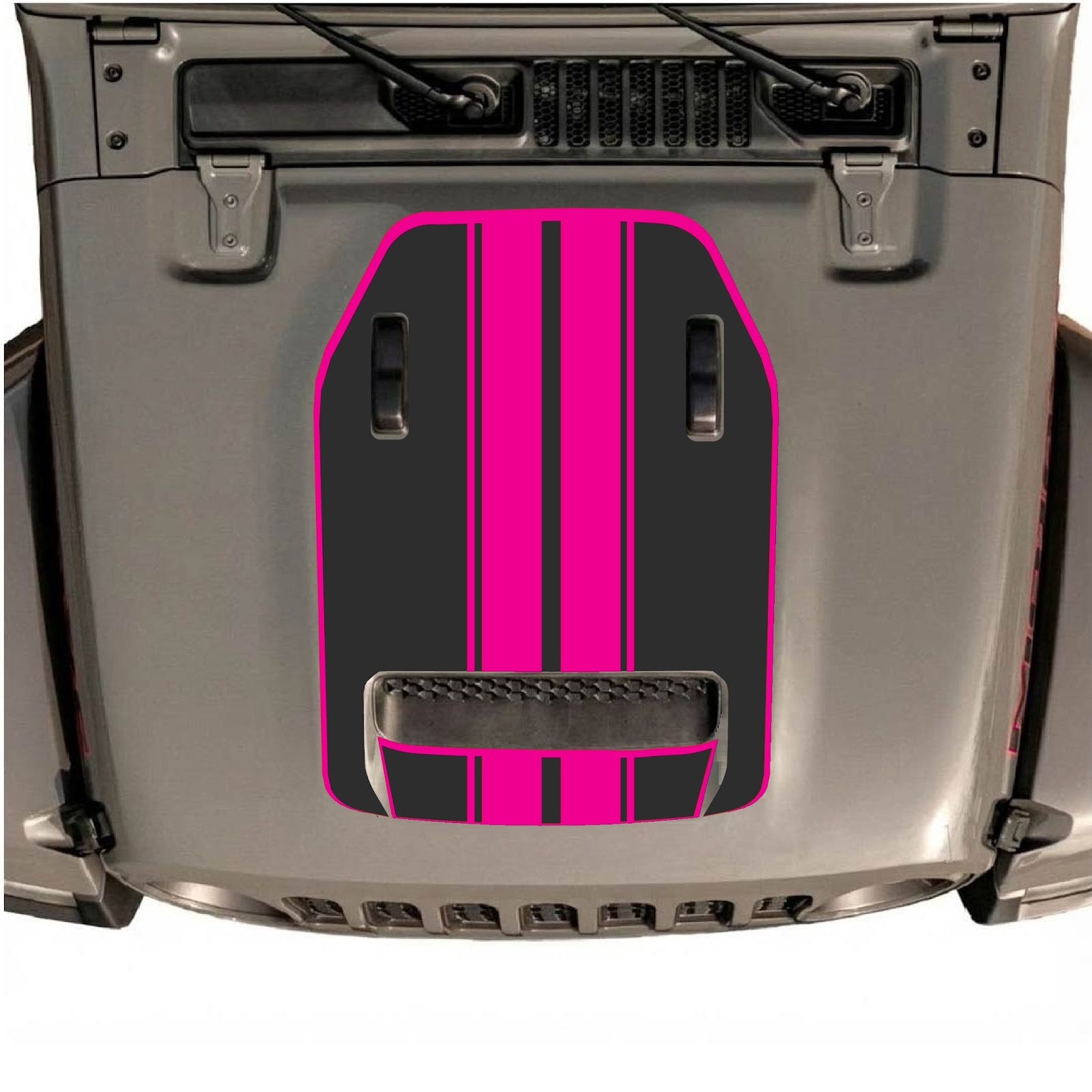 CarCode hood decal for Jeep Wrangler JL/JLU Rubicon 392 and JT Gladiator Mojave 2020-2026, style #11, shown on vehicle hood