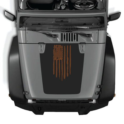 Jeep Wrangler JK/JKU hood decal by CarCode, style #03, with black and gray graphic design on the vehicle's hood.