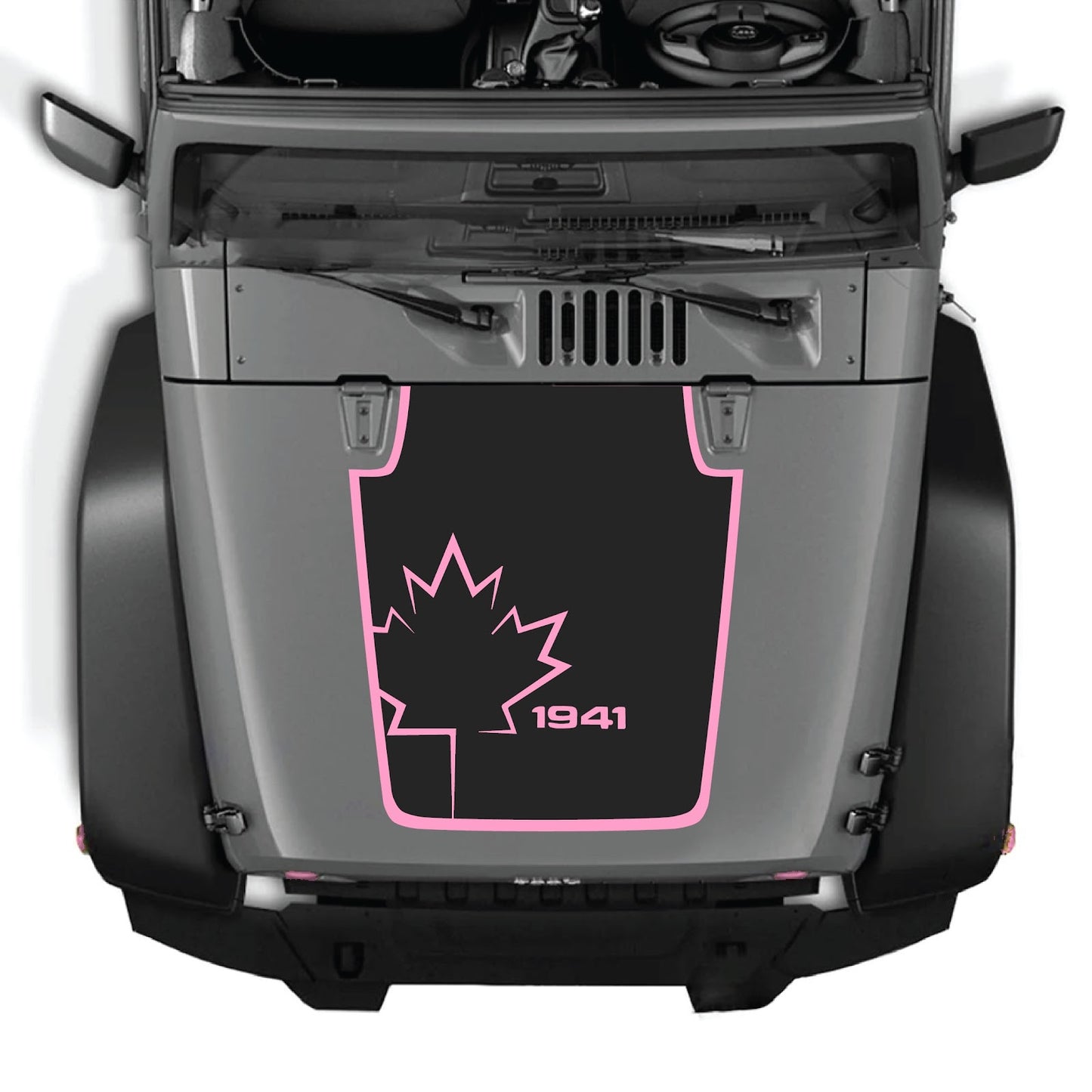 CarCode Hood Decal for Jeep Wrangler JK/JKU 2007-2018, style #18, featuring bold graphic design on the vehicle's hood.