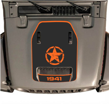 CarCode hood decal for Jeep Wrangler JL/JLU Rubicon 392 and JT Gladiator Mojave 2020-2026, style #43, shown on vehicle hood.