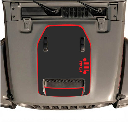 CarCode hood decal for Jeep Wrangler JL/JLU Rubicon 392 and JT Gladiator Mojave 2020-2026, style #55, shown on vehicle hood.