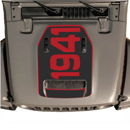 CarCode hood decal for Jeep Wrangler JL/JLU Rubicon 392 and JT Gladiator Mojave 2020-2026, Style #01, shown on vehicle hood.