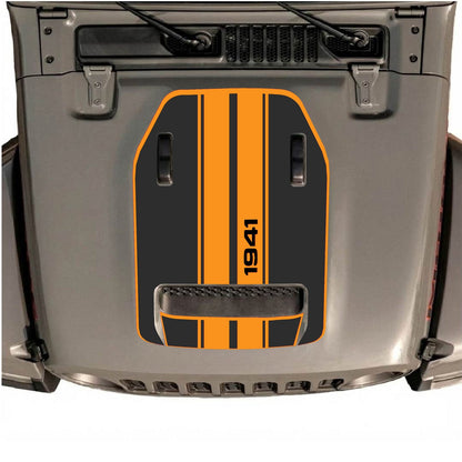CarCode hood decal for Jeep Wrangler JL/JLU Rubicon 392 and JT Gladiator Mojave 2020-2026, style #07, shown on vehicle hood