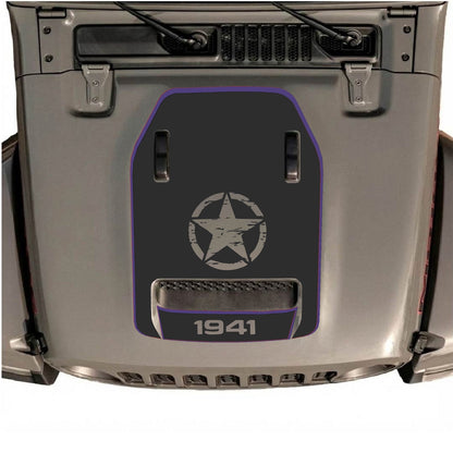 Jeep Wrangler JL/JLU Rubicon 392 and Gladiator Mojave hood decal by CarCode, stylish design applied to vehicle hood.