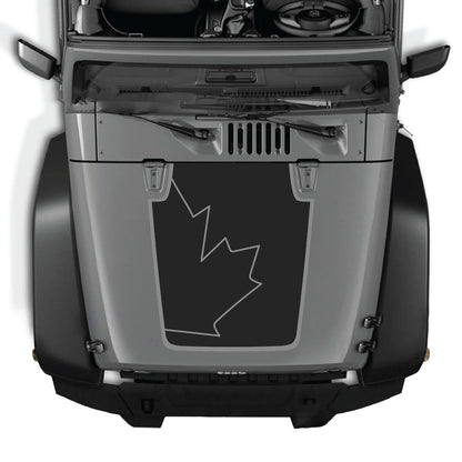 Jeep Wrangler JK/JKU hood decal by CarCode, style #15, black graphic sticker applied on vehicle hood for a stylish look.