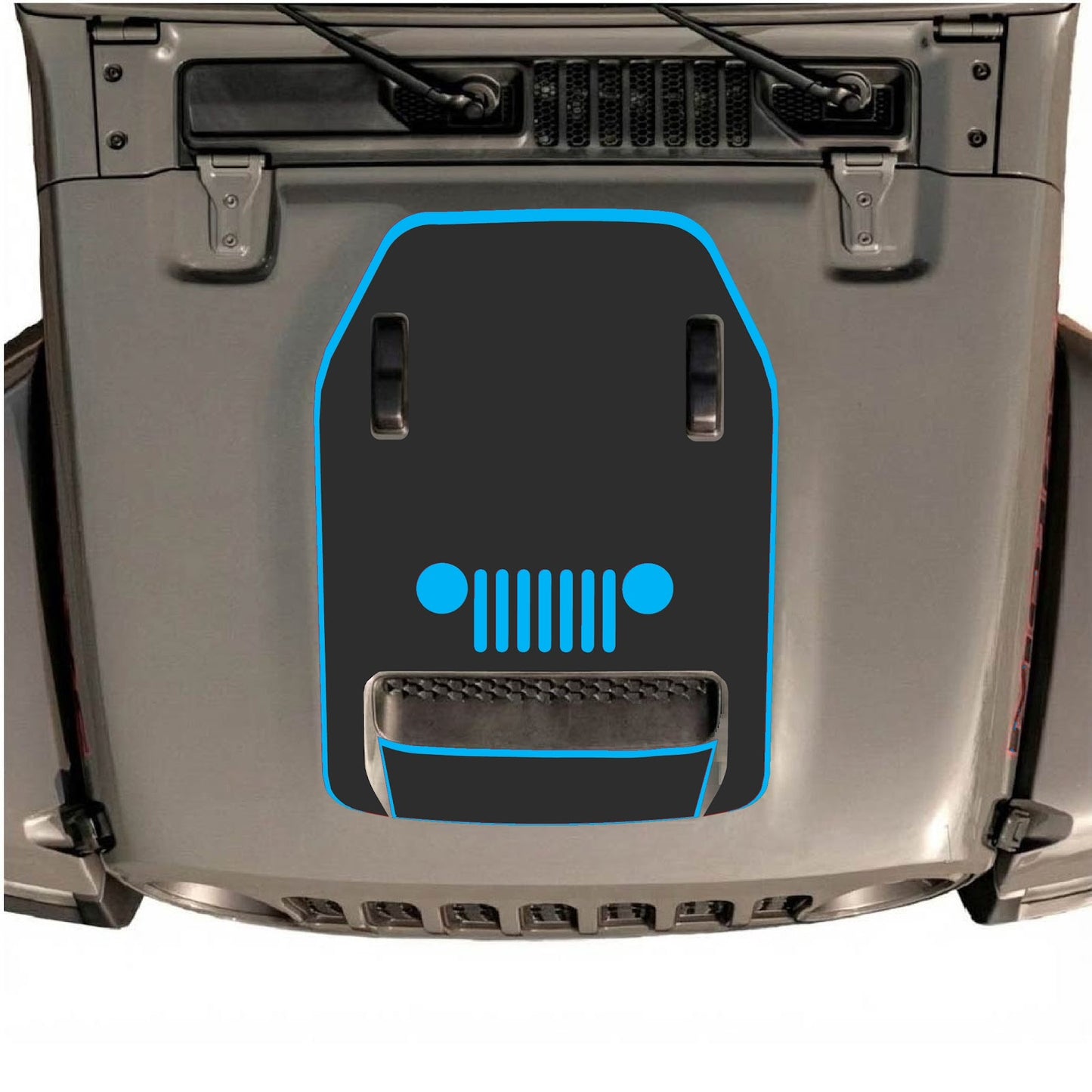 CarCode hood decal for Jeep Wrangler JL/JLU Rubicon 392 and JT Gladiator Mojave 2020-2026, stylish vehicle accessory.
