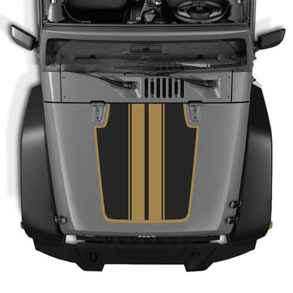 CarCode Jeep Wrangler JK/JKU hood decal, Style #44, custom graphic for 2007-2018 Jeep models, shown on vehicle hood.