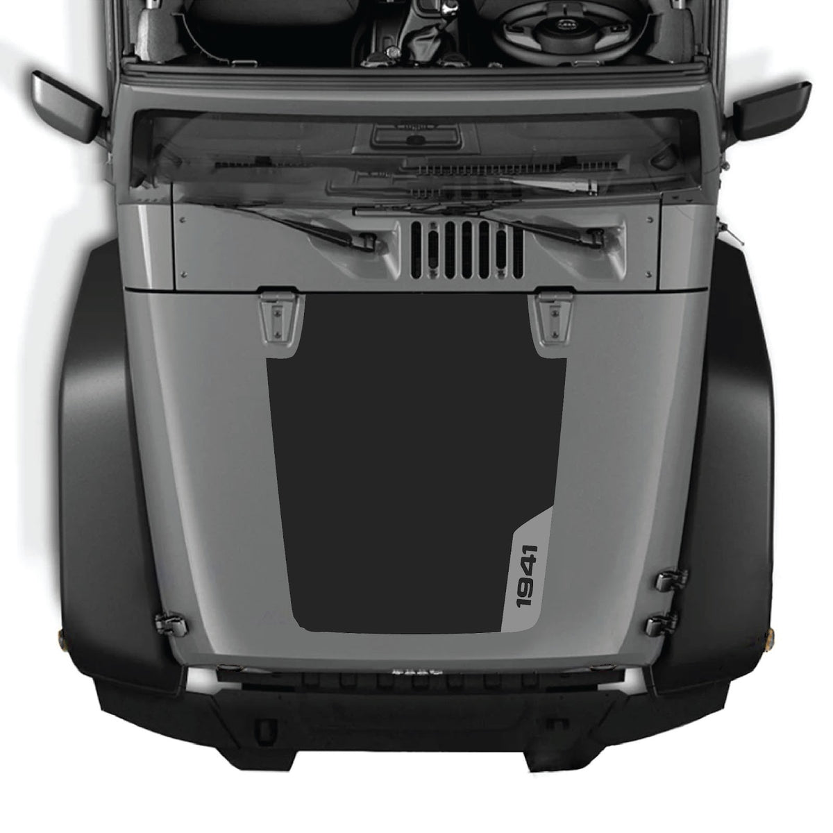 CarCode hood decal for Jeep Wrangler JK/JKU 2007-2018, Style #35, shown applied on the vehicle's hood in the image.