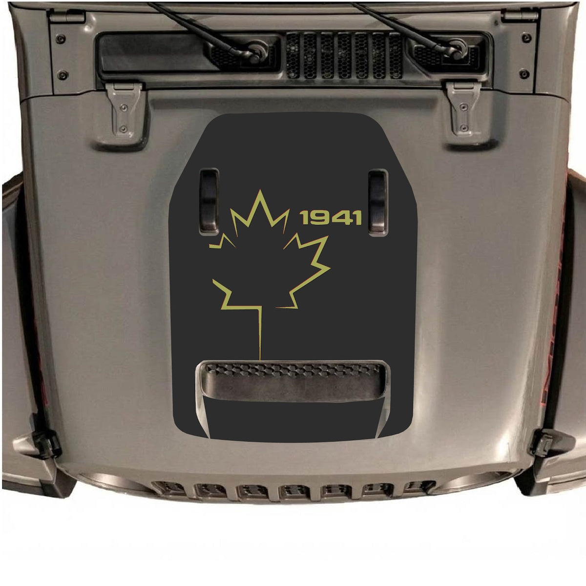 CarCode hood decal for Jeep Wrangler JL/JLU Rubicon 392 and JT Gladiator Mojave 2020-2026, style #22, shown on vehicle hood.