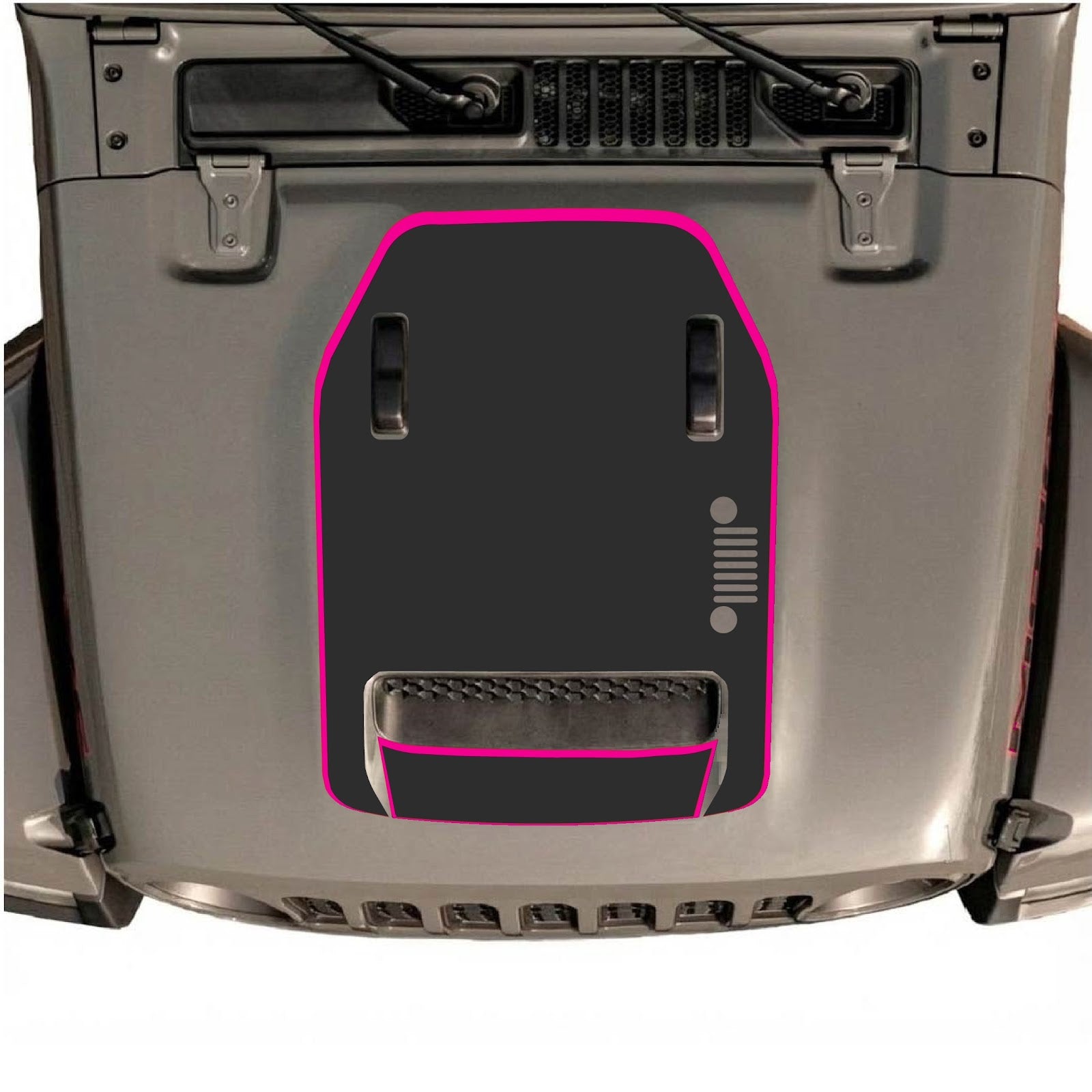 CarCode hood decal for Jeep Wrangler JL/JLU Rubicon 392 and JT Gladiator Mojave 2020-2026, style #97, shown on vehicle hood.