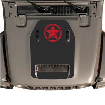 CarCode autocollant de capot pour Jeep Wrangler JL/JLU Rubicon 392 et JT Gladiator Mojave 2020-2026, style n°42, présenté sur le capot du véhicule.