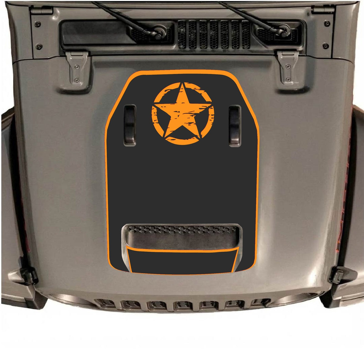 Jeep Wrangler JL/JLU Rubicon 392 or Gladiator Mojave hood decal by CarCode, style #41, featuring bold graphic design on vehicle hood.