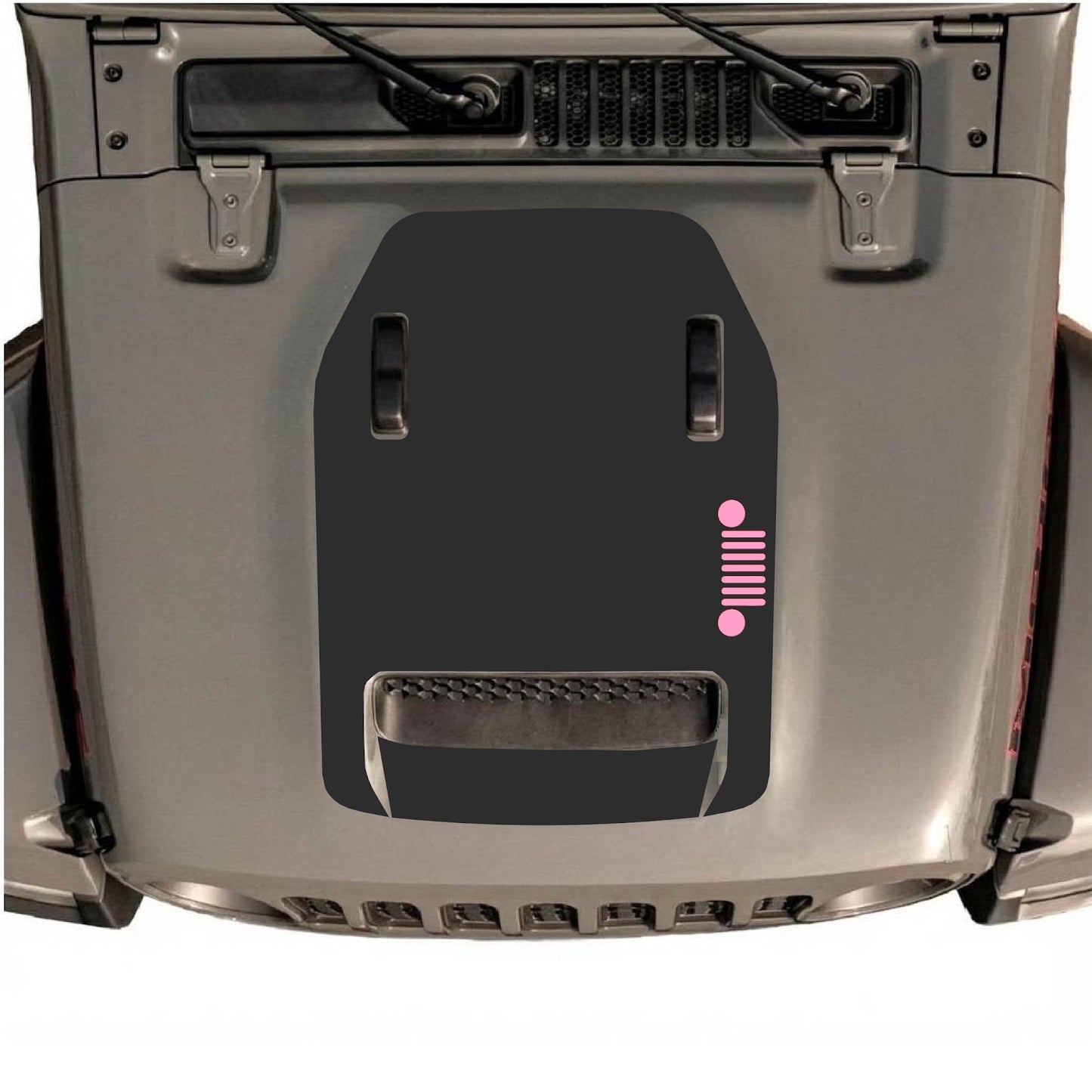 Jeep Wrangler JL/JLU Rubicon 392 and Gladiator Mojave hood decal by CarCode, style #58, featuring bold graphic design on vehicle hood.