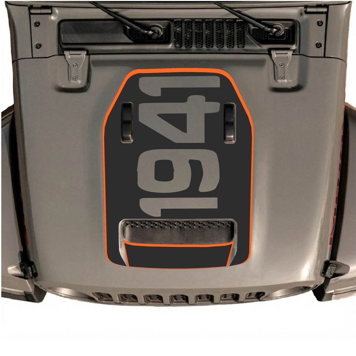 CarCode hood decal for Jeep Wrangler JL/JLU Rubicon 392 and JT Gladiator Mojave 2020-2026, style #68, featuring bold graphic design.