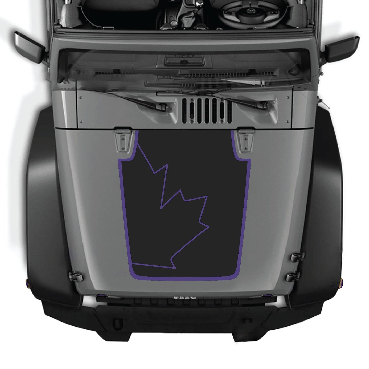 CarCode Jeep Wrangler JK/JKU hood decal Style #15 in black with bold graphic design on a white background.