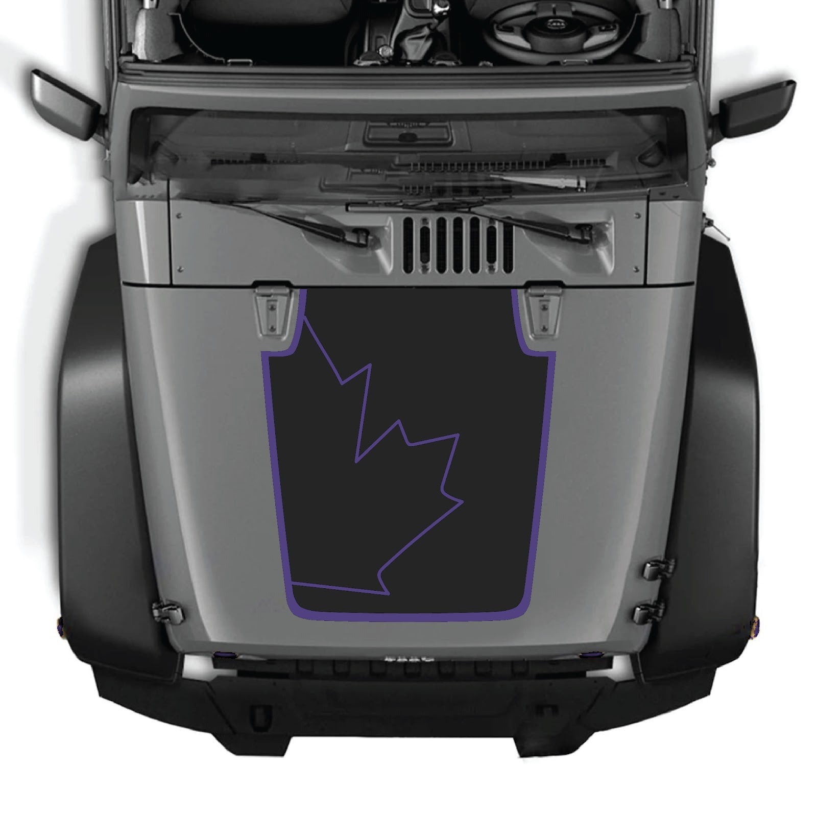 CarCode Jeep Wrangler JK/JKU hood decal Style #15 in black with bold graphic design on a white background.