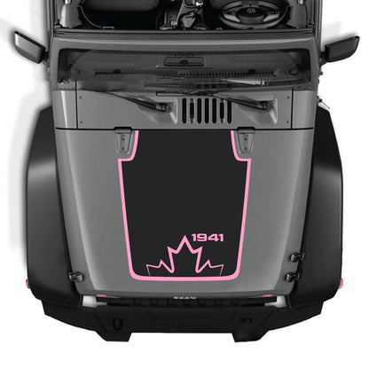 CarCode Jeep Wrangler JK/JKU hood decal in style #20, black and white design on vehicle hood, 2007-2018 model.