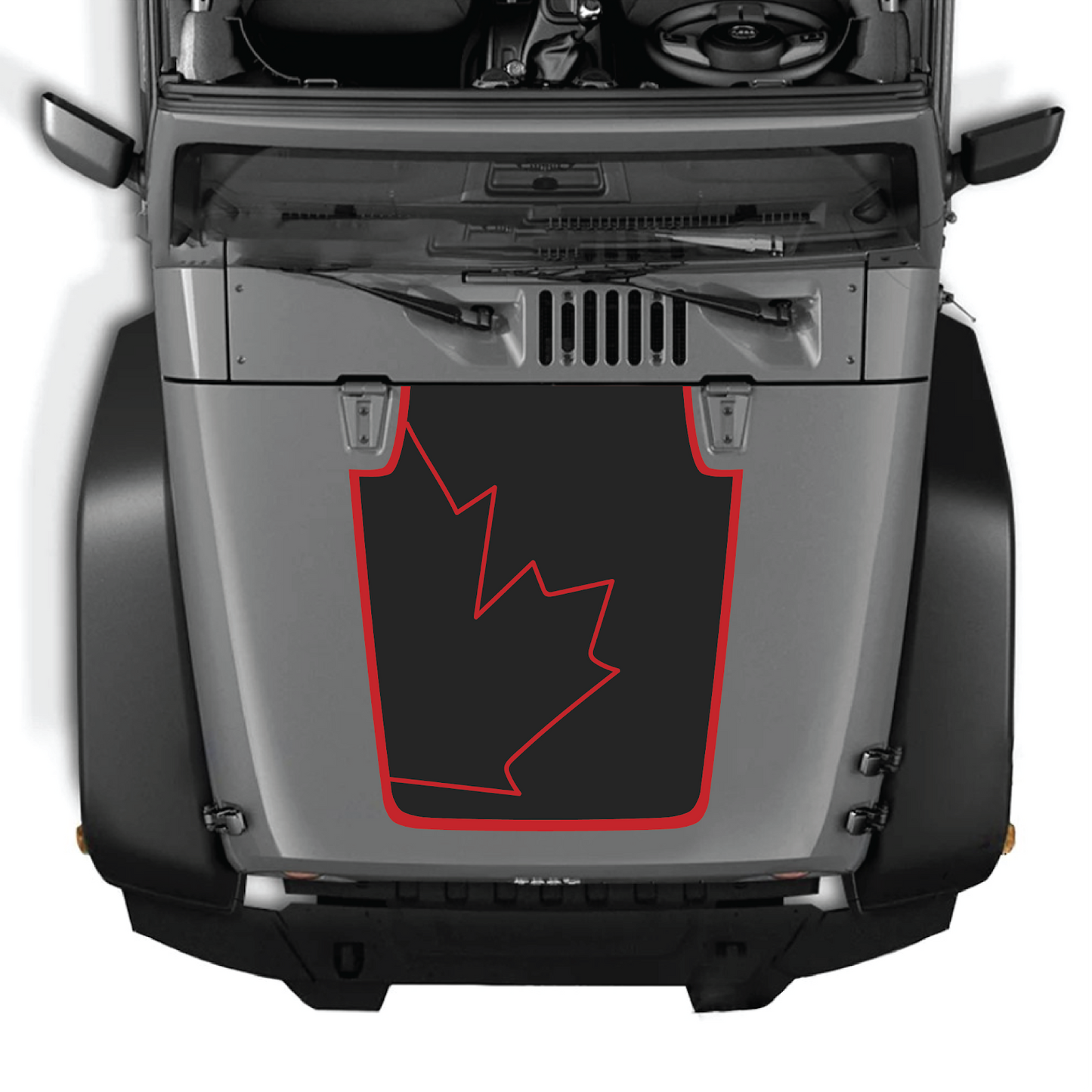 CarCode hood decal for Jeep Wrangler JK/JKU 2007-2018, style #15, featuring a bold graphic design on the vehicle's hood.