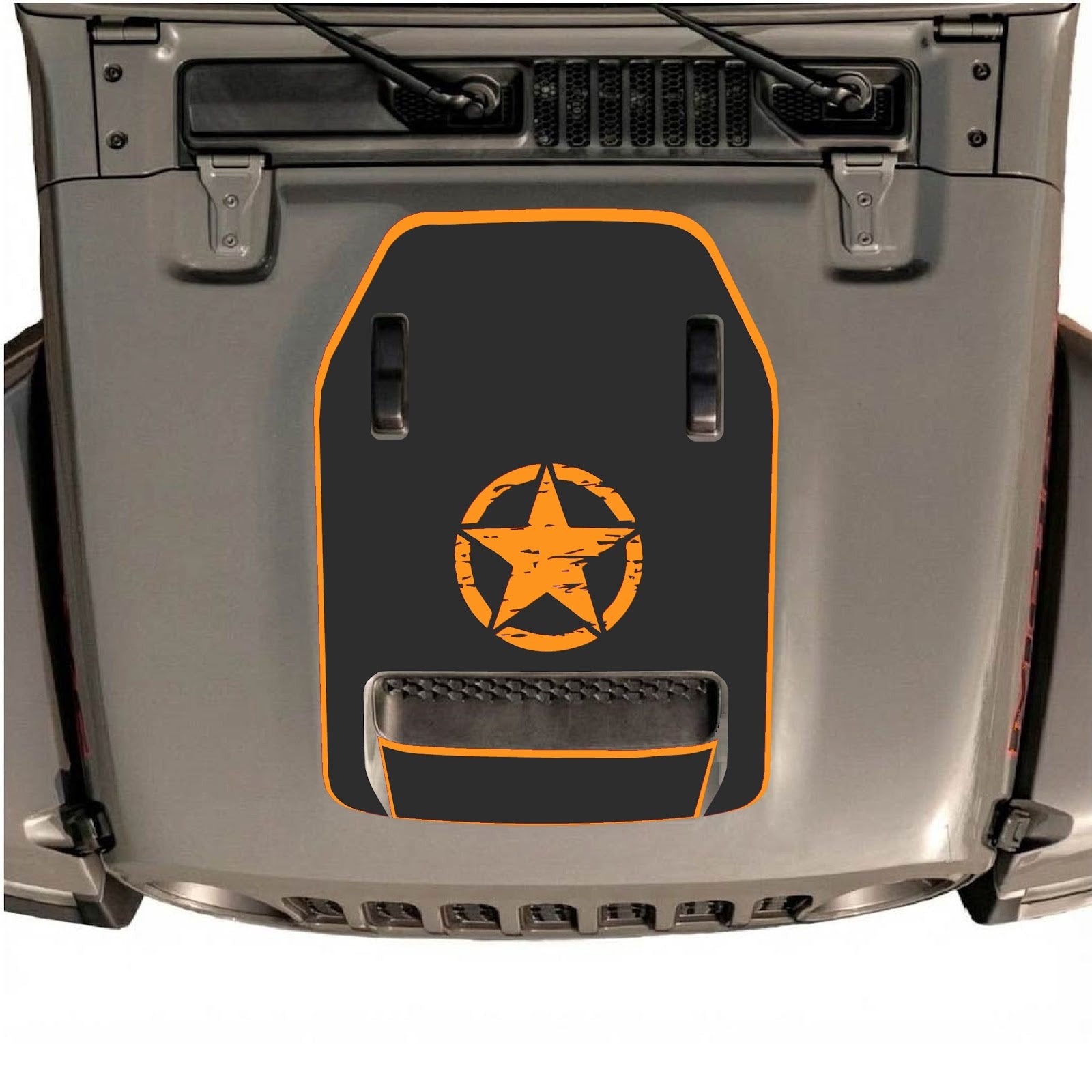 CarCode hood decal for Jeep Wrangler JL/JLU Rubicon 392 and JT Gladiator Mojave, style #45, black vinyl graphic on vehicle hood