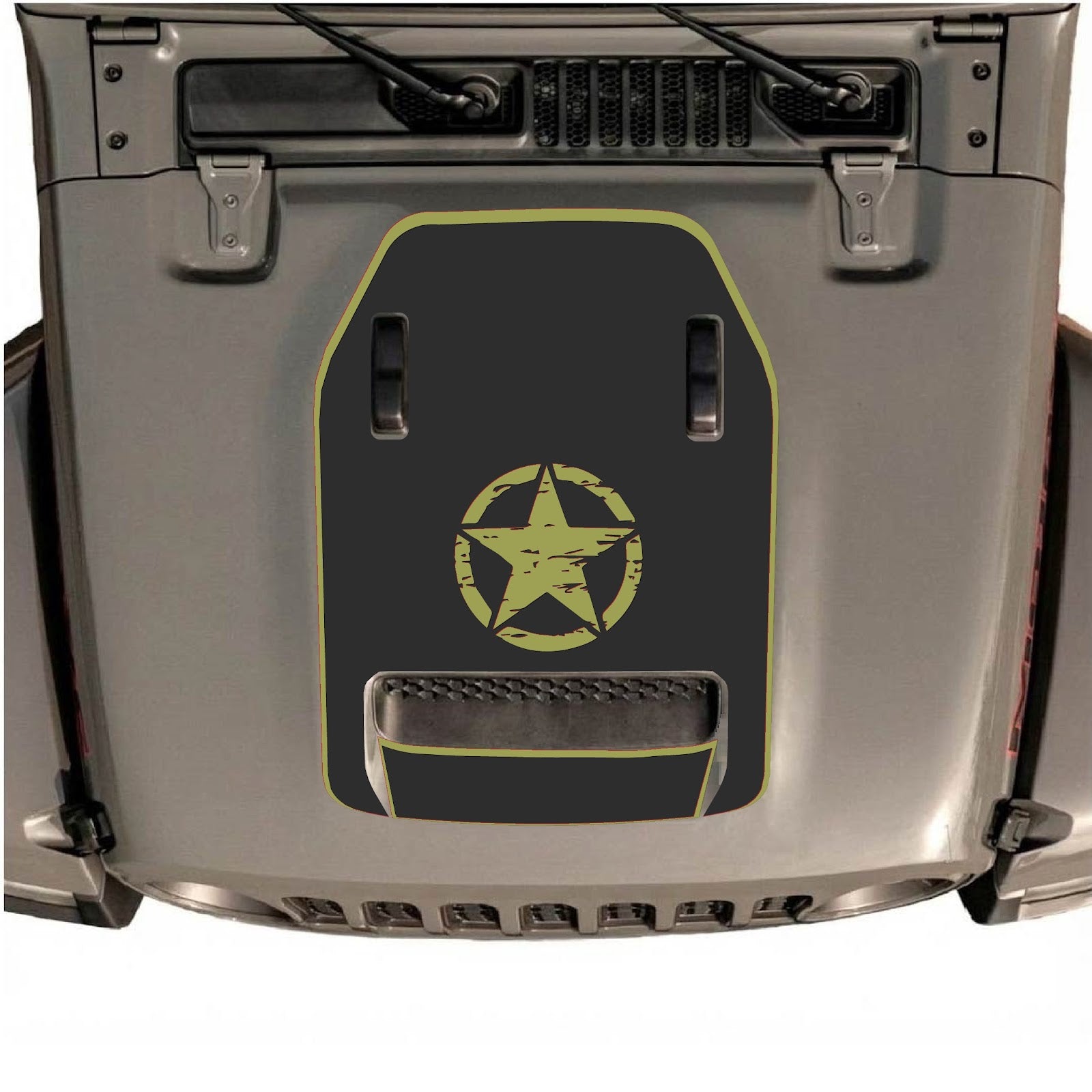 CarCode hood decal for Jeep Wrangler JL/JLU Rubicon 392 and JT Gladiator Mojave 2020-2026, style #45, shown on vehicle hood.