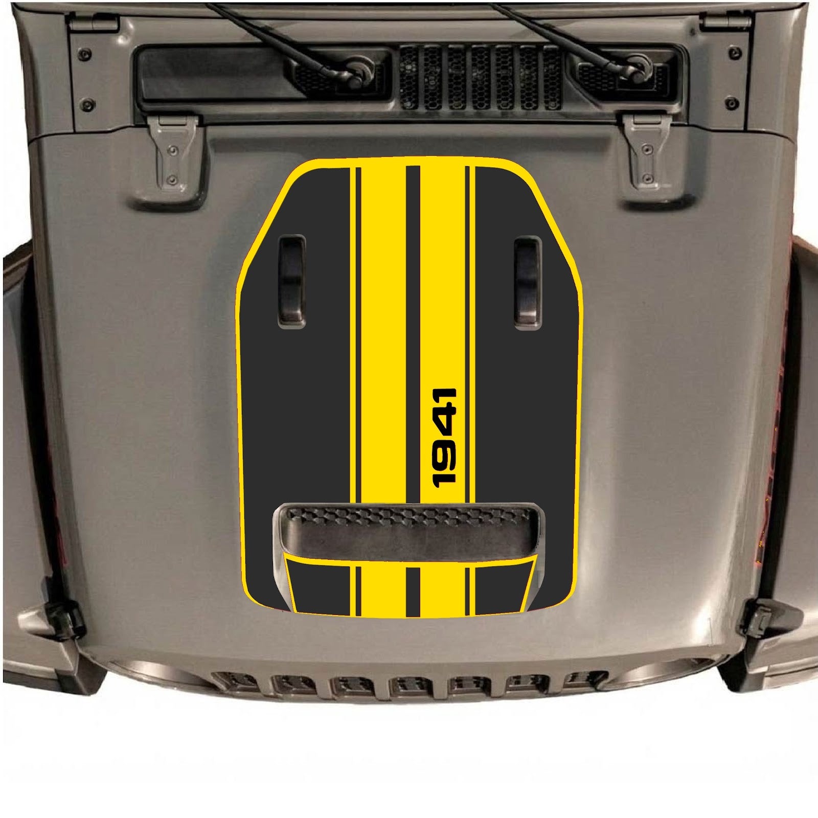 CarCode hood decal for Jeep Wrangler JL/JLU Rubicon 392 and Gladiator Mojave 2020-2026, style #07, showing detailed graphic design