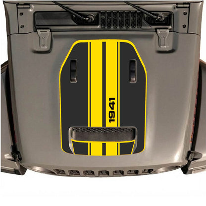 CarCode hood decal for Jeep Wrangler JL/JLU Rubicon 392 and Gladiator Mojave 2020-2026, style #07, showing detailed graphic design