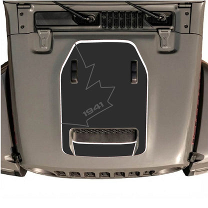 CarCode hood decal for Jeep Wrangler JL/JLU Rubicon 392 and JT Gladiator Mojave 2020-2026, style #81, shown on vehicle hood.