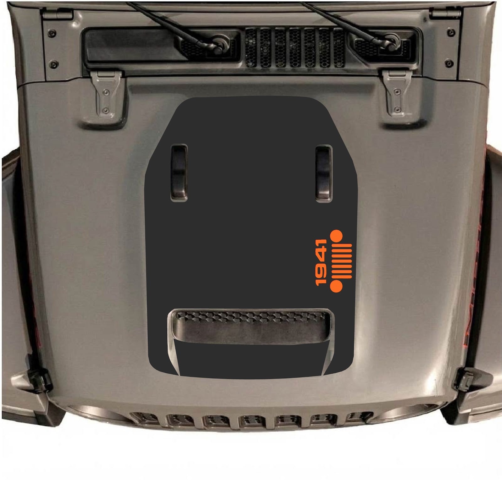 CarCode hood decal for Jeep Wrangler JL/JLU Rubicon 392 and Gladiator Mojave 2020-2026, style #56, shown on vehicle hood.
