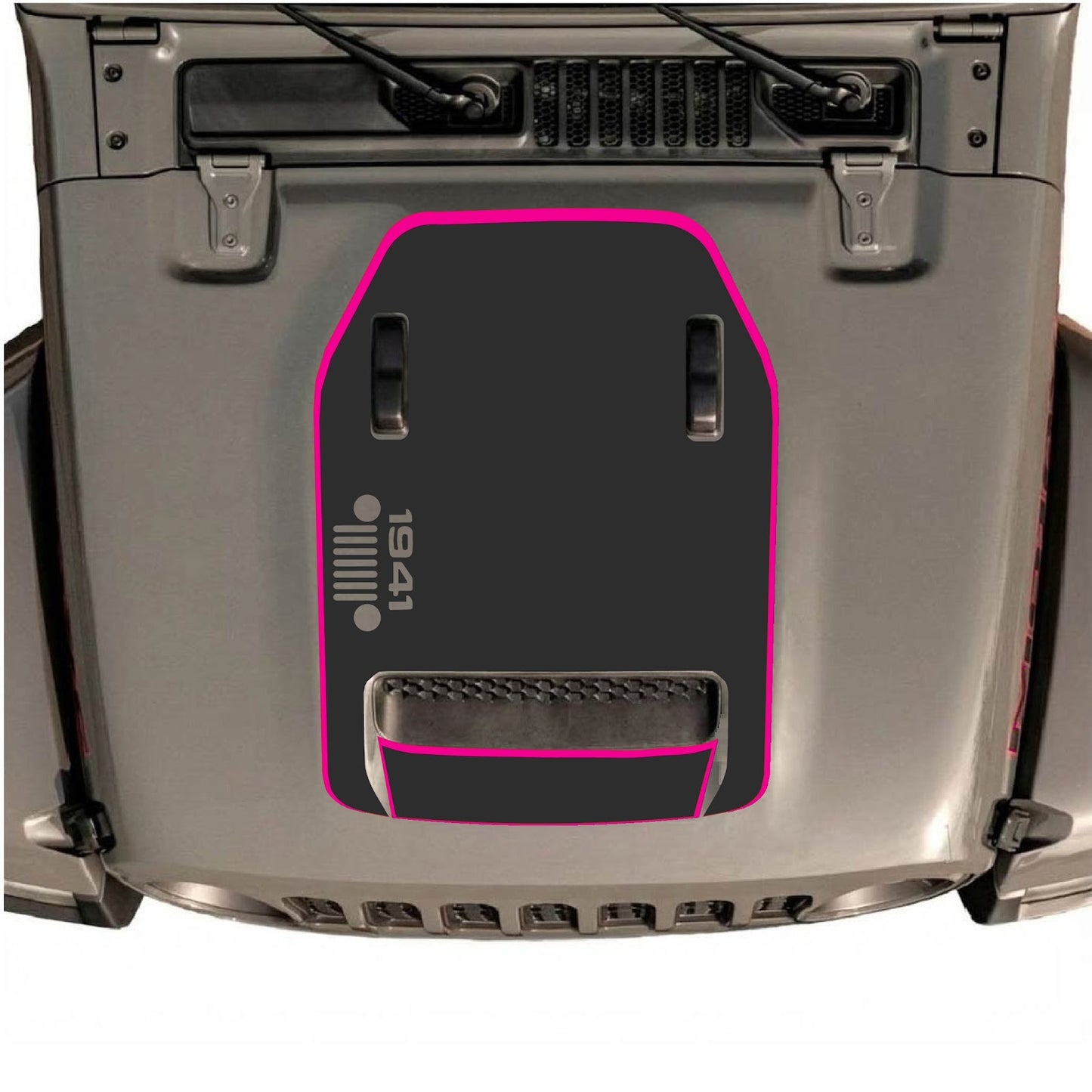 CarCode hood decal for Jeep Wrangler JL/JLU Rubicon 392 and JT Gladiator Mojave 2020-2026, stylish vehicle graphics.