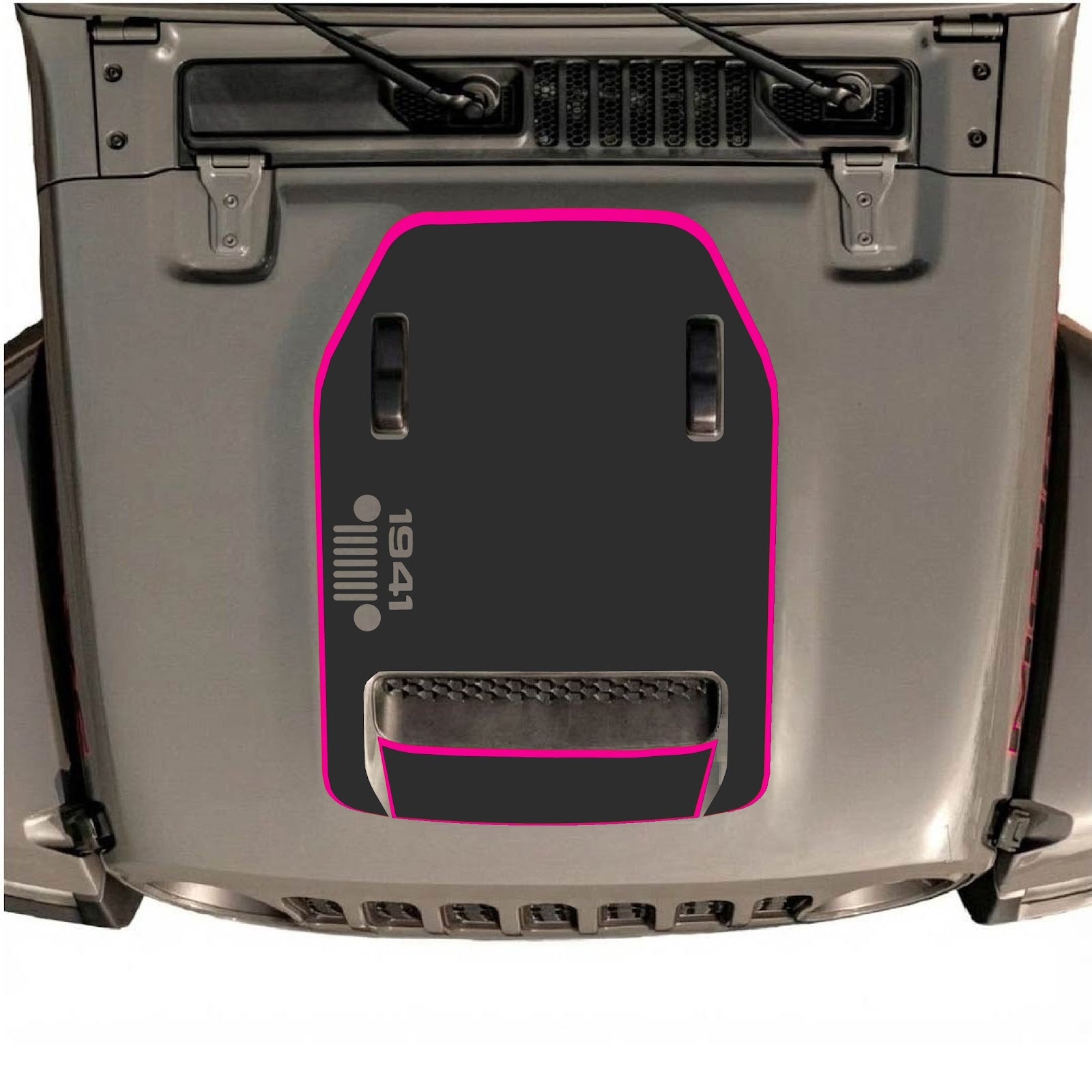 CarCode hood decal for Jeep Wrangler JL/JLU Rubicon 392 and JT Gladiator Mojave 2020-2026, stylish vehicle graphics.