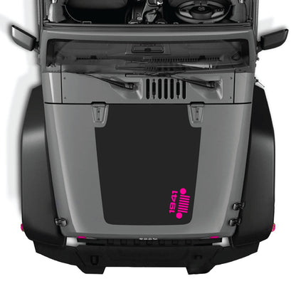 CarCode hood decal for Jeep Wrangler JK/JKU 2007-2018, style #60, black and gray design on vehicle hood.