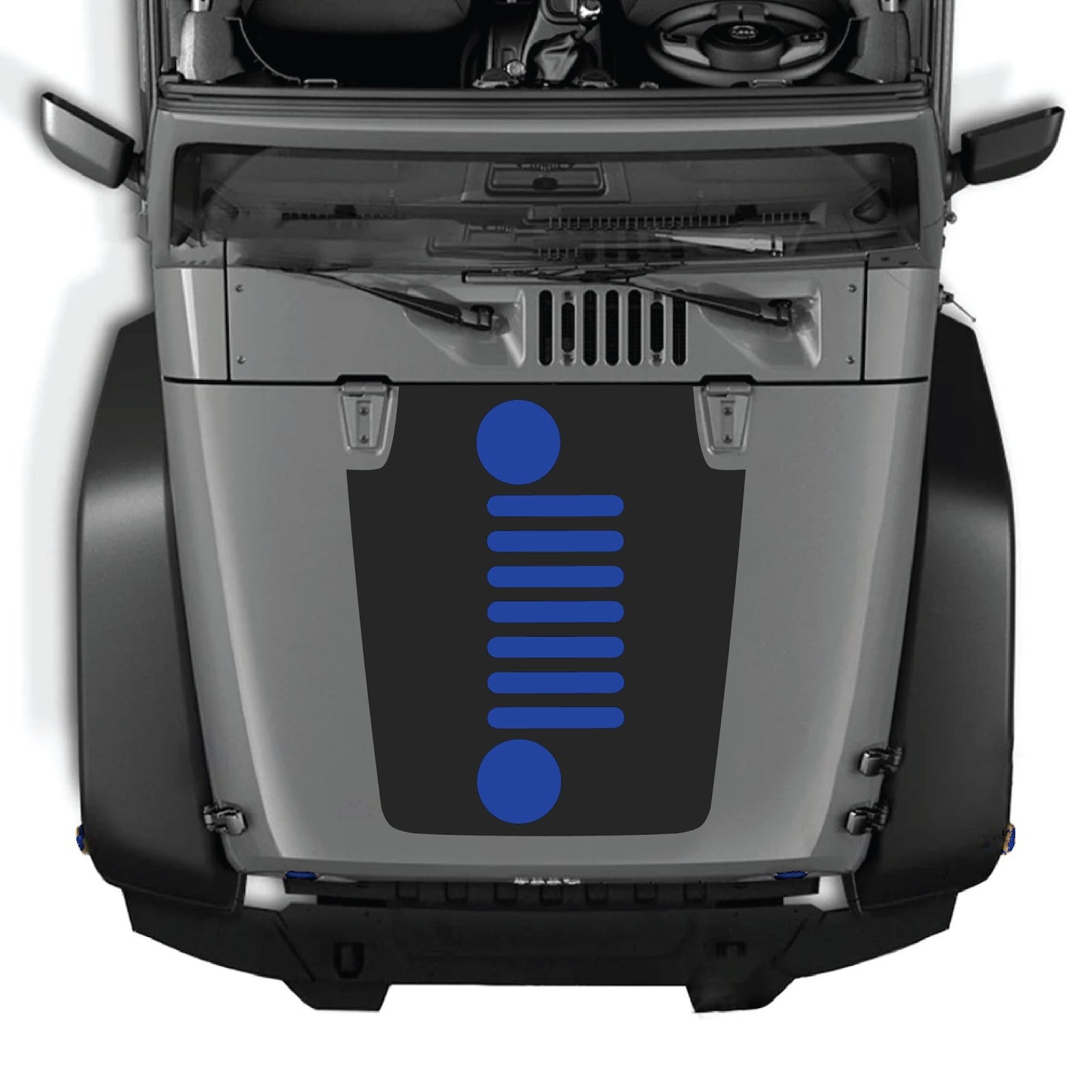 CarCode Jeep Wrangler JK/JKU hood decal Style #51, black graphic sticker for 2007-2018 Jeep Wrangler models.