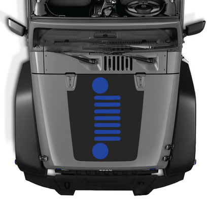 CarCode Jeep Wrangler JK/JKU hood decal Style #51, black graphic sticker for 2007-2018 Jeep Wrangler models.