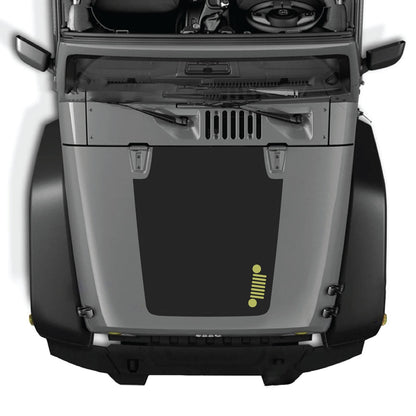 Jeep Wrangler JK/JKU hood decal by CarCode, Style #39, black and white graphic design on the vehicle's hood