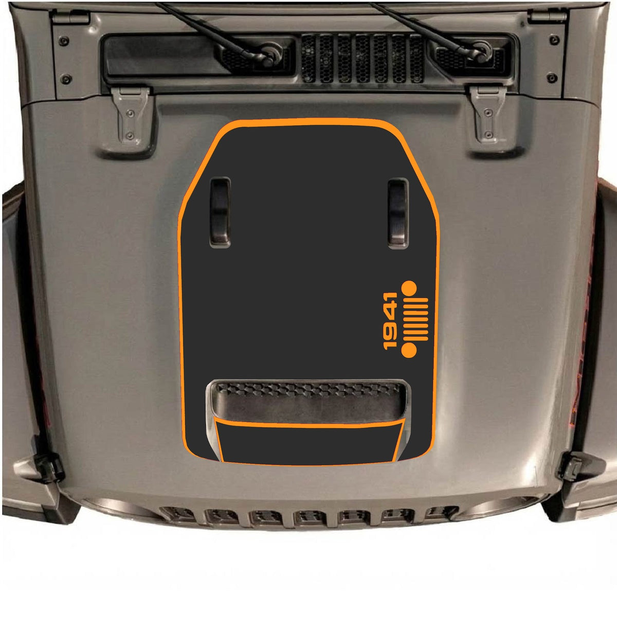 CarCode hood decal for Jeep Wrangler JL/JLU Rubicon 392 and JT Gladiator Mojave, style #55, featuring bold graphic design on the hood