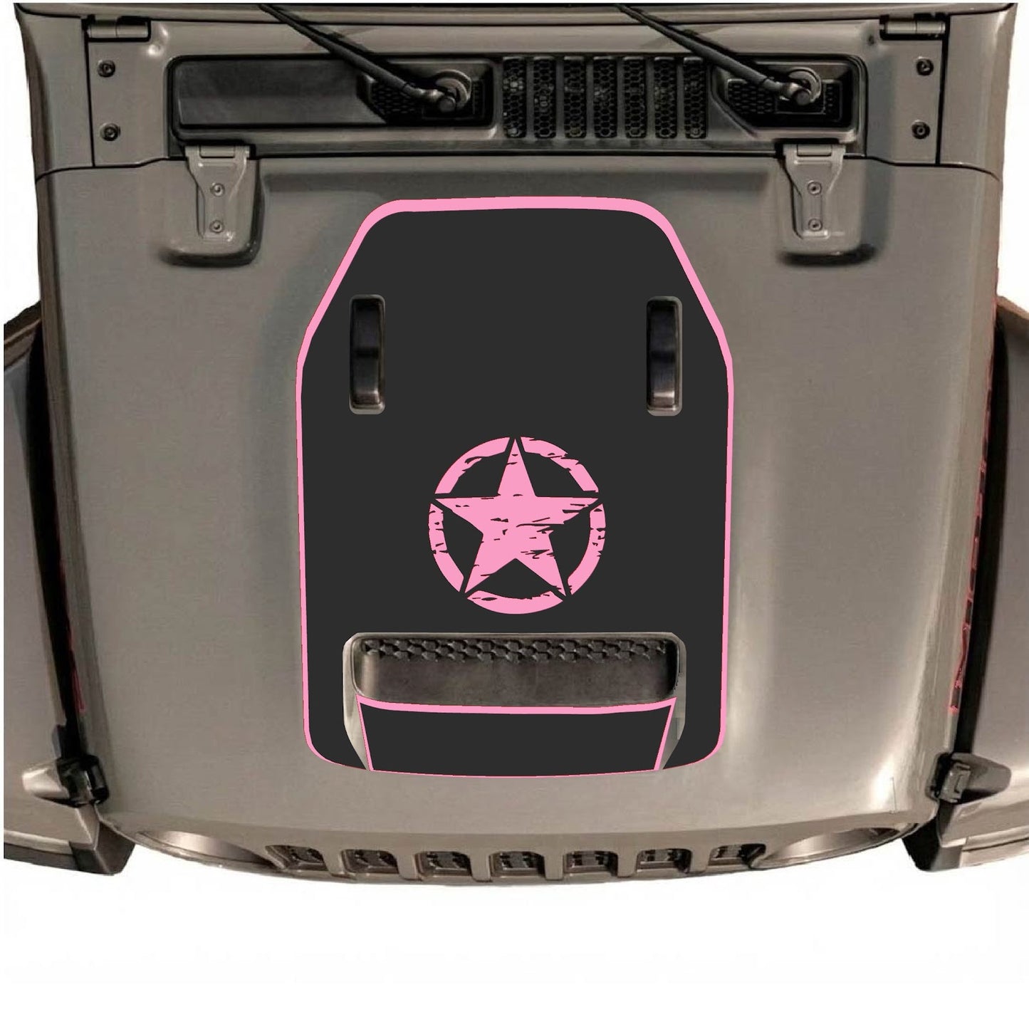 CarCode hood decal for Jeep Wrangler JL/JLU Rubicon 392 and JT Gladiator Mojave, style #45, shown on vehicle hood.