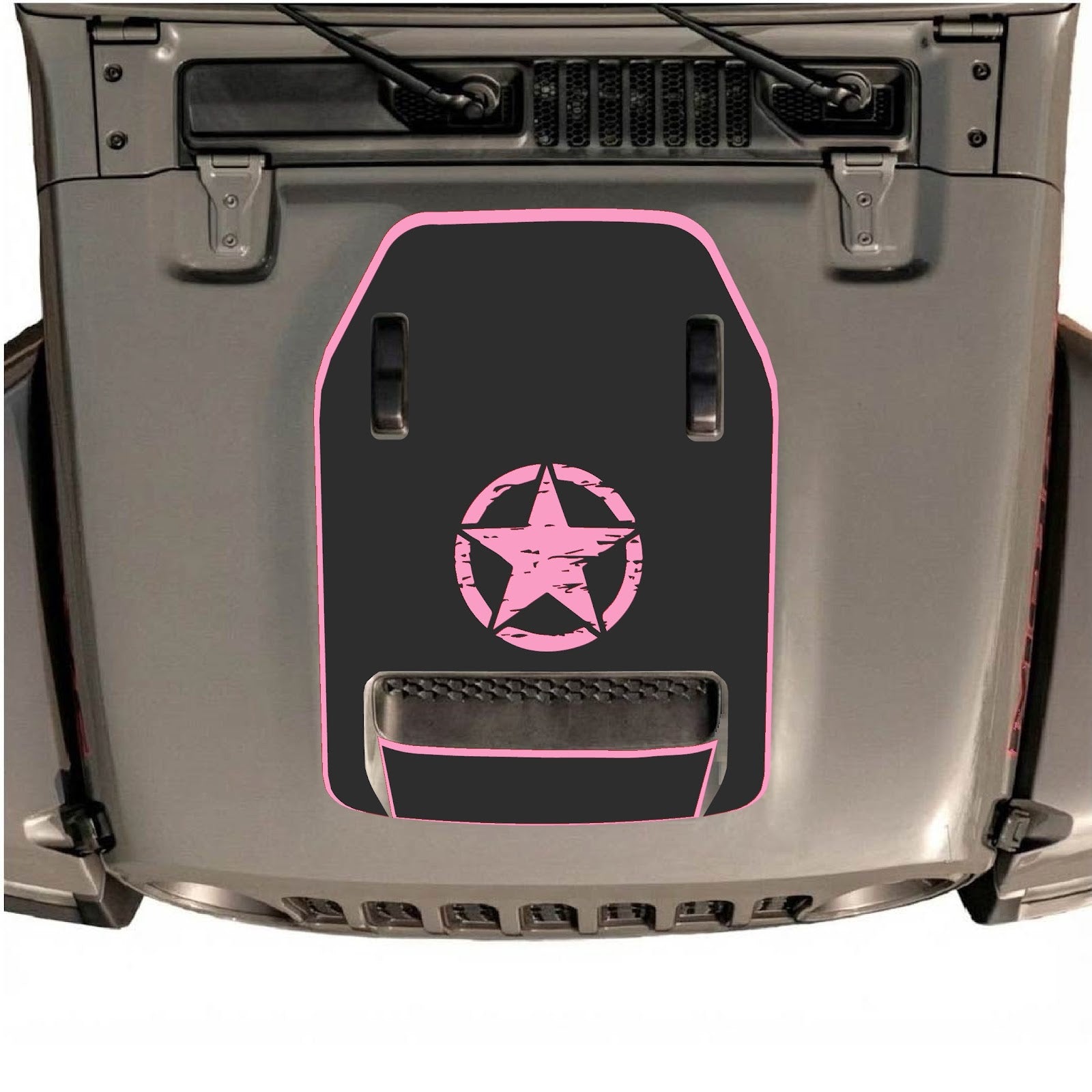 CarCode hood decal for Jeep Wrangler JL/JLU Rubicon 392 and JT Gladiator Mojave, style #45, shown on vehicle hood.