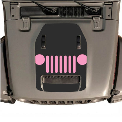 CarCode Jeep Wrangler JL/JLU Rubicon 392 and Gladiator Mojave hood decal, style #04, black and gray graphic design on vehicle hood