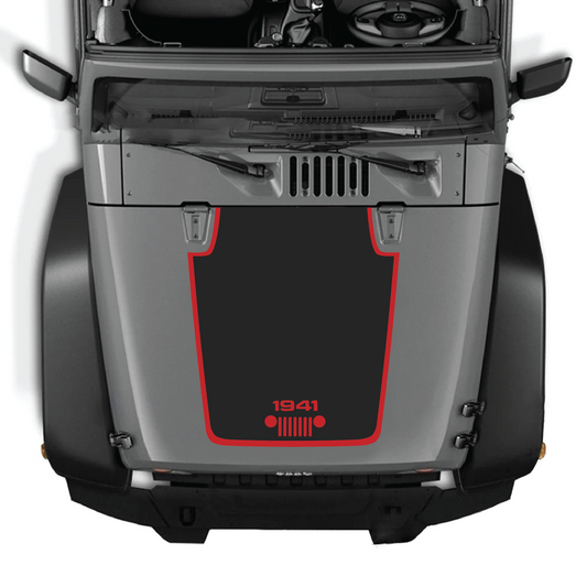 CarCode hood decal for Jeep Wrangler JK/JKU 2007-2018, Style #54, featuring a stylish graphic design on the vehicle's hood.