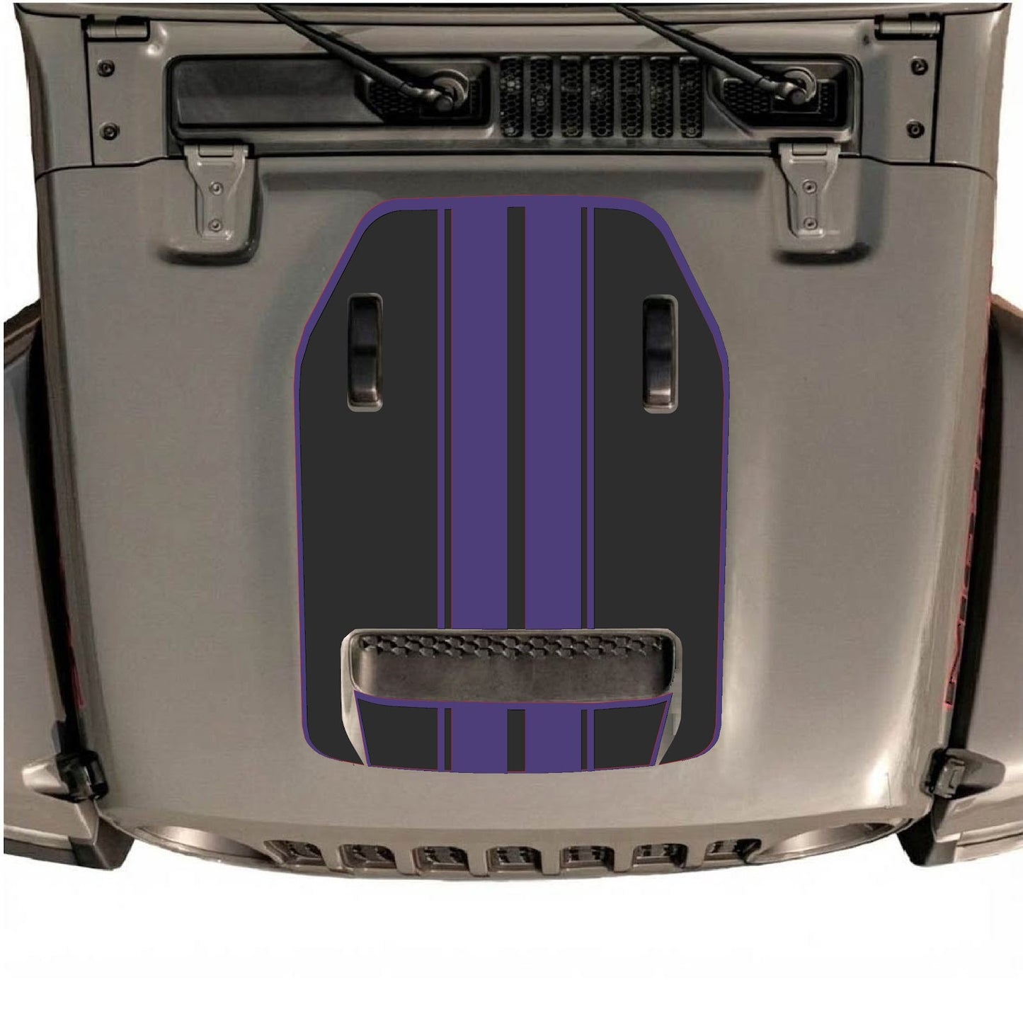 CarCode hood decal for Jeep Wrangler JL/JLU Rubicon 392 and Gladiator Mojave, style #11, in black with graphic design.