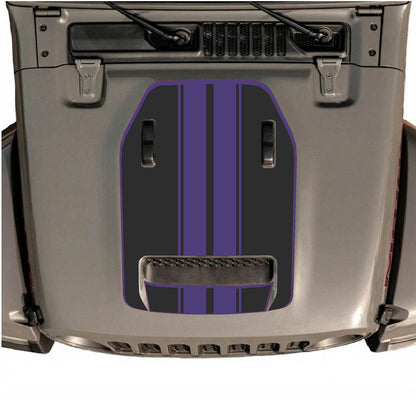 CarCode hood decal for Jeep Wrangler JL/JLU Rubicon 392 and Gladiator Mojave, style #11, in black with graphic design.