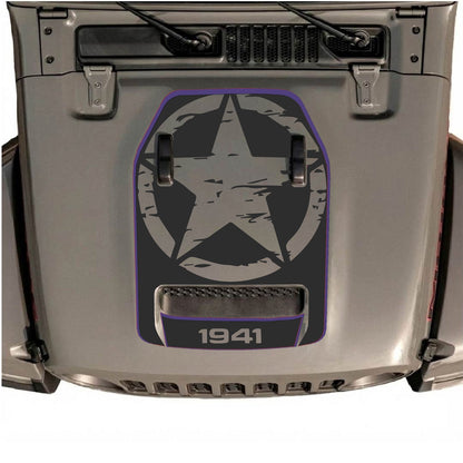 CarCode hood decal for Jeep Wrangler JL/JLU Rubicon 392 and JT Gladiator Mojave 2020-2026, style #85, shown on vehicle hood.