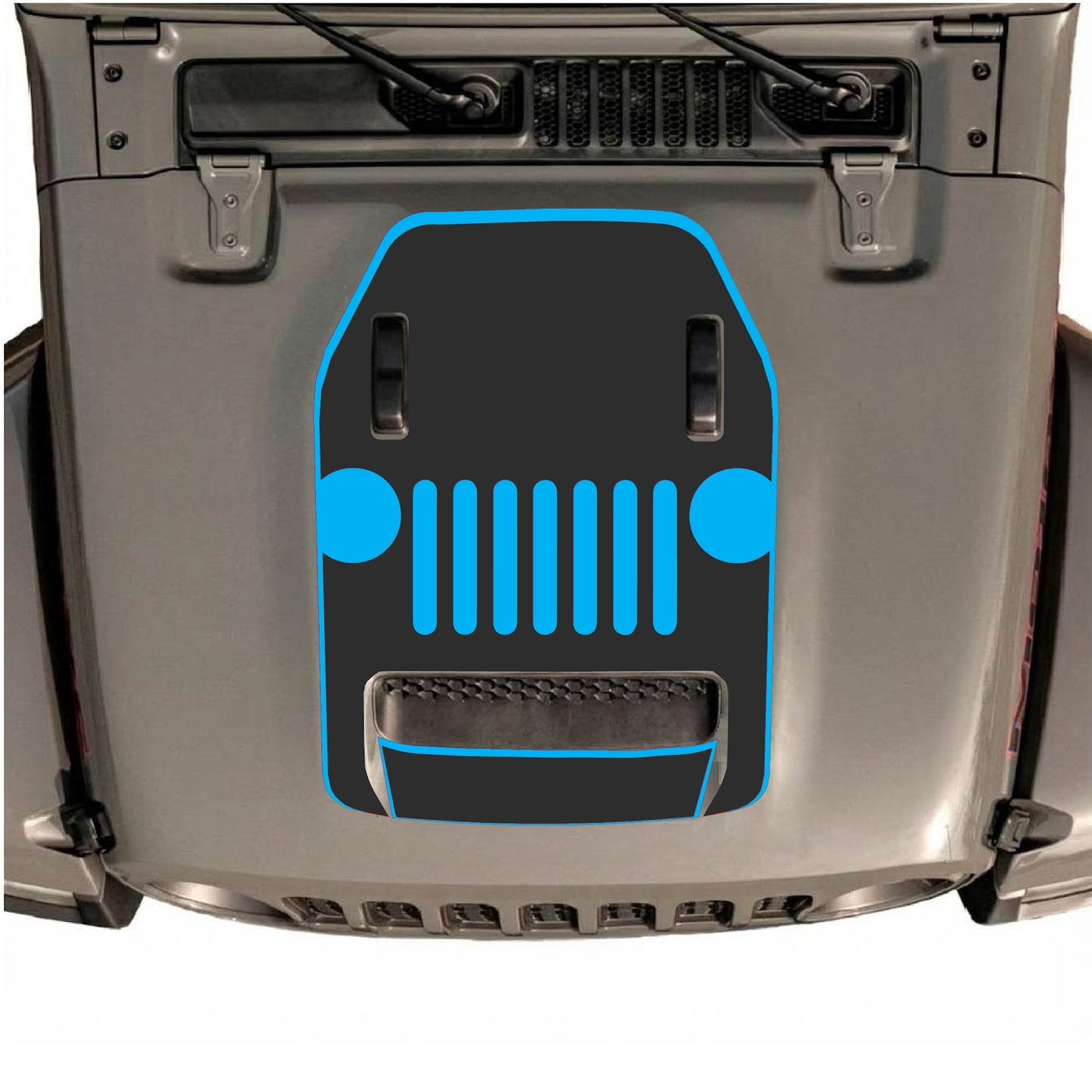 CarCode hood decal for Jeep Wrangler JL/JLU Rubicon 392 and JT Gladiator Mojave, style #03, shown on vehicle hood.