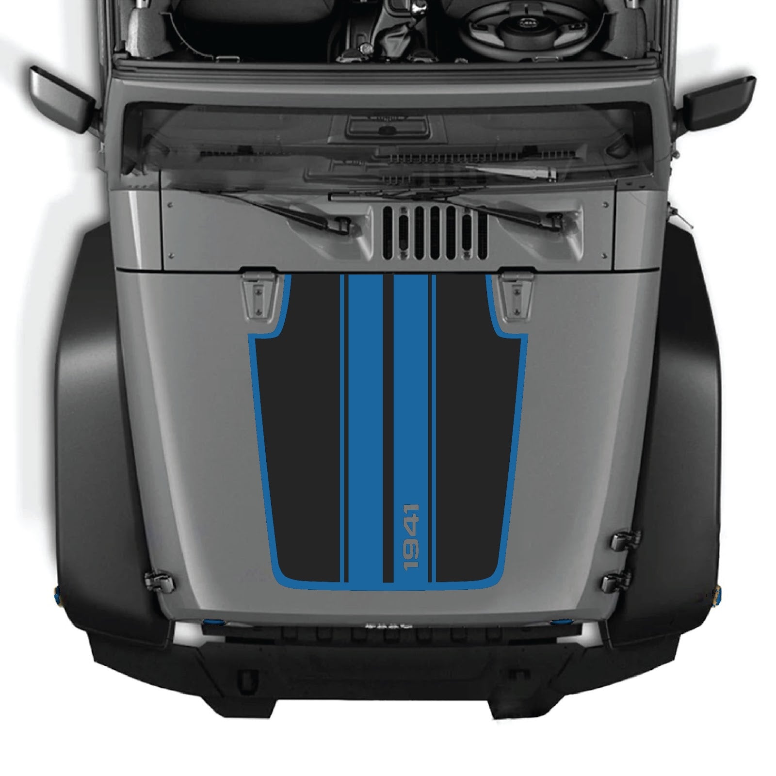 CarCode Jeep Wrangler JK/JKU hood decal style #66, black vinyl graphic applied to the vehicle's hood for a custom look.